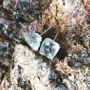 Green Fluorite Octahedron Studs